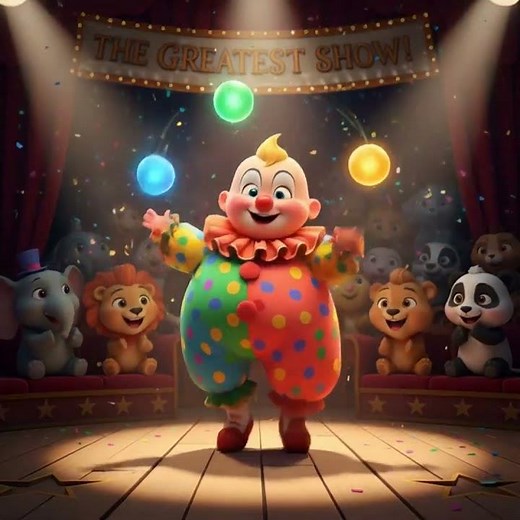 Baby Clown Song | Fun Circus Rhyme for Kids | Tiny Rhymes Kids | 3D Cartoon Nursery Song