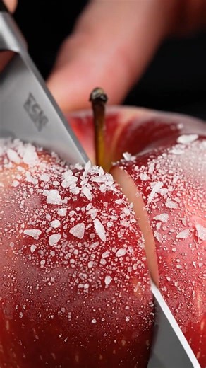 Frozen Apple = Most Satisfying Crunch 🍎🔪 #asmr #satisfying #relaxing
