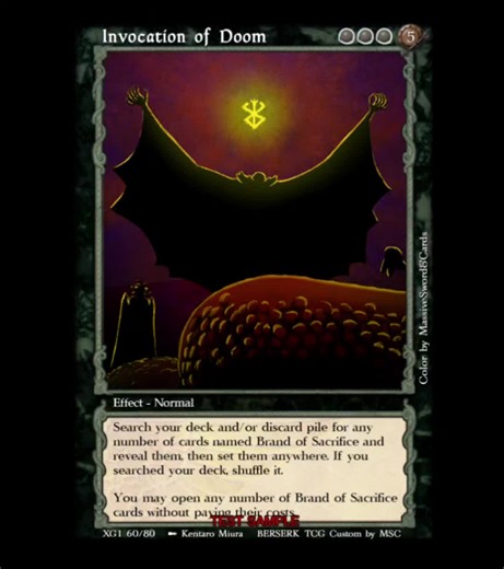 Finished another coloring for Expanded Gameplay 1, the first fan expansion for Berserk TCG English Rebuild. What characters and events do you want to see added to the next expansion? By the way, I will be restocking my ko-fi shop tonight. If you missed out on physical cards, here's another chance! Sorry but my time is quite limited, I can only do so much. #berserk #berserktcg #berserktcgenglish #void #doom