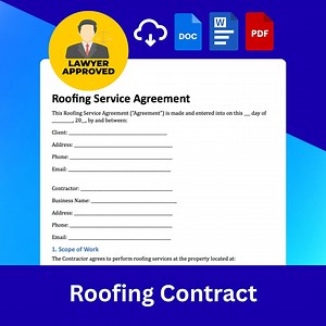 Roofing Agreement Contract Template | Editable Roofing Contractor Agreement | Roofing Service Contract PDF | Roofing Job Estimate Form - Etsy