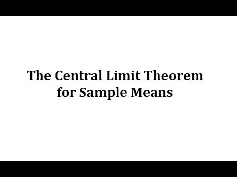 The Central Limit Theorem (Sample Means)