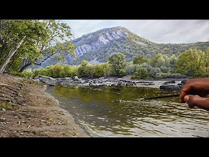 How to Painting Water Details by River Side Landscape | Time lapse |155