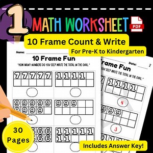 10 Frame Count & Write 1–10 | Numbers Inside Ten Frames | Math for Pre-K & K