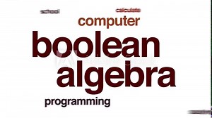 Boolean algebra animated word cloud. Kinetic typography.
