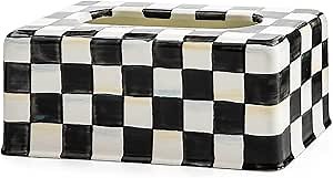 MACKENZIE-CHILDS Tissue-Box Cover, Tissue Holder for Home Decor, Black-and-White Courtly Check, Rectangle