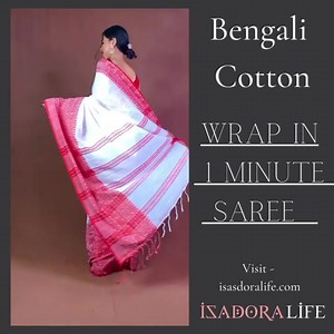3.1K views | Tant sari is a traditional Bengali sari, originating from the Bengal region in the eastern part of the Indian subcontinent, and usually used by Bengali women. ... Tant sari are woven from cotton threads and distinguished by its lightness and transparency. BENGALI COTTON HANDLOOM TANT WITH BEGAMPURI NAKSHA WEAVING WRAP IN 1 MINUTE SAREE Product Code - BENFLOW09 Visit - isadoralife.com #bengalicottonsaree#tantsaree#begampurisaree | Isadora Life | Facebook