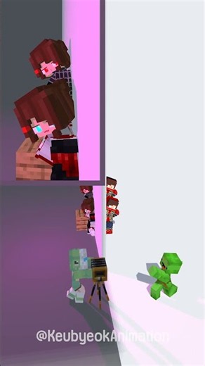 JJ&JJ sister & Dark JJ&JJ sister, Wall-Playing Tutorial 5 - MAIZEN Minecraft Animation