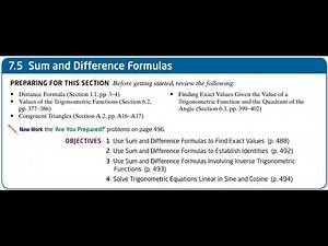 Section 7.5 - Sum & Difference Formulas