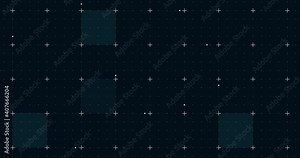 Animation of blue squares with white markers over grid background