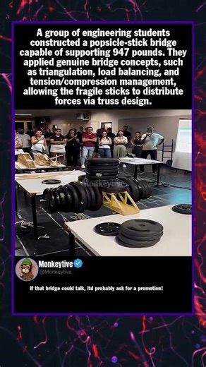 A group of engineering students constructed a popsicle-stick bridge capable of suppor... #Shorts