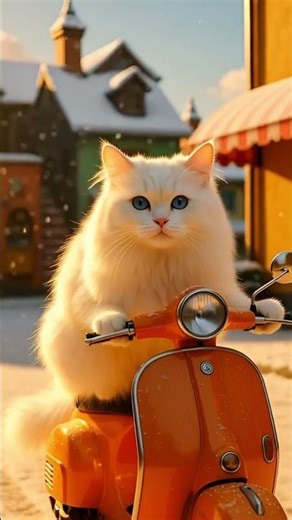 Nabi’s Scooter Day & Night 🐱✨ | A Cinematic Cat Adventure Through Snowy Streets
