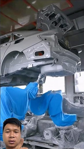 The car frame painting process in the factory is excellent and modern. #machine #car #shorts #useful