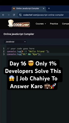 🚀 JavaScript Output Challenge – Day 16 🔥 | Only 1% Can Guess This Right 🤯 | JS Trick Question 💻