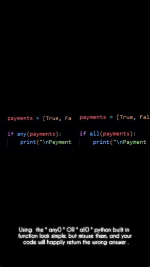 Why Misusing any() and all() Gives You Wrong Results #coding #programming #python