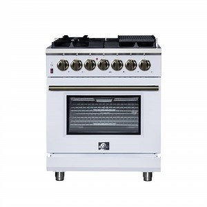 Reviews for Forno Massimo 30 Inch Freestanding Dual Fuel Range in White with Antique Brass Accessories, 4.32 cu. ft. Convection Oven | Pg 1 - The Home Depot