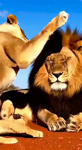 Lioness Slaps Male Lion for Ignoring Crying Cub | Funny Lion Family Drama