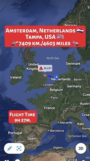 Flight Route ✈️ Amsterdam, Netherlands 🇳🇱 to Tampa, USA 🇺🇸 KLM