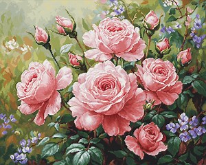 Counted Cross-stitch Kit - the Roses Garden. Romantic Pink Flowers Design on Aida 16 Count Canvas for DIY Embroidery by Luca-s B717L - Etsy
