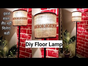 Diy floor lamp|| Diy lamp shade using recycled materials|| Diy floor lamp stand||Diy led lamp||