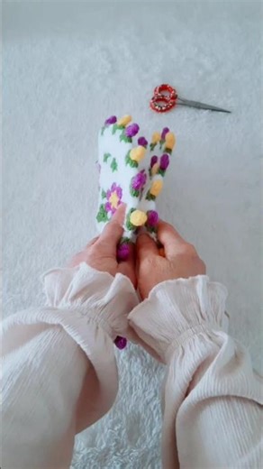 The Most Beautiful Floral Bath Sponge Model 🌼 The Color Harmony is Amazing 😍💜 #bathsponge #knitti...