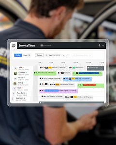 Streamline your entire service day, instantly. Drag-and-drop jobs to the best-matched tech, reduce drive time, and fit more appointments in throughout each day. | ServiceTitan