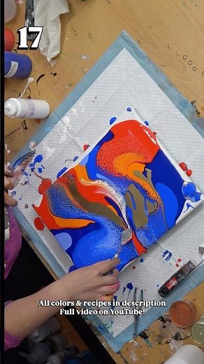 MYSTERY Color Challenge Week 3 Complementary Colors ❤️💙 (Day 17) FluidArt Tutorial by MarjoleinART