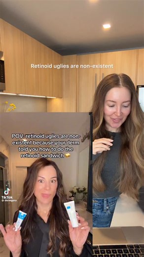 Jillian Gottlieb on Instagram: "The Sandwich Method Tutorial ✨ cameo by my identical twin @dermguru . #retinol #retinoid #skincare #skincaretips #viral"