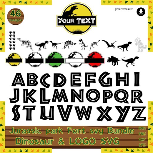 Jurassic Font Svg, Jurasic Park Svg, Jurasic World Svg, Tyrannosaurus Rex, Jurassic Clipart PNG, Dinosaur Silhouette, Dinosaur Cricut Svg - Etsy