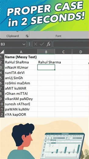 Convert Text to Proper Case in Excel Instantly! #excel #exceltips #shorts #shortsfeed