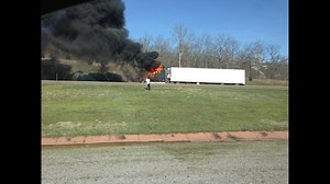 Semi-Truck Catches Fire On Interstate Exit
