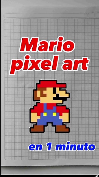 Mario dibujado en pixel art en menos de un minuto #dibujos #mario #mariobros #pixelart