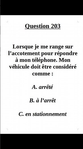 Exam question 203 - Belgian Category B driving licence