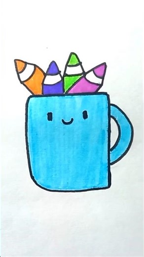 Easy pen holder drawing for kids #easydrawing #satisfying #Coloring #art