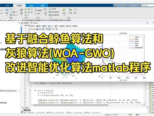 基于融合鲸鱼算法和灰狼算法(WOA-GWO)改进智能优化算法matlab程序