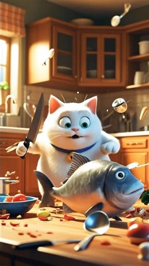 Cat Drops a Bomb to Catch Fish — And Catches a GIANT One!!! #funnycat #catshorts #viral