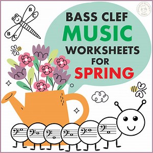 Bass Clef Note Name Worksheets for Spring  | Sight Reading Music Worksheets