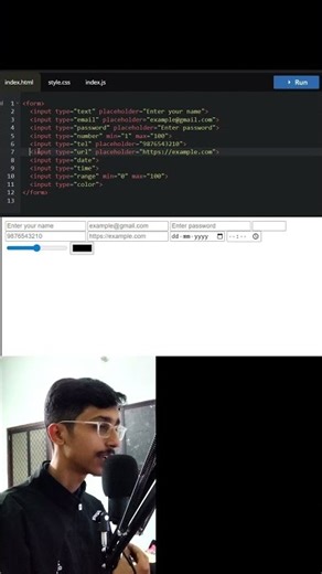 Different Types of Input in HTML 🔥 #htmlcss #basics #developer #learnwithdivy #developer #coding