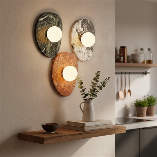 Natural Marble Wall Lamp, Sculptural Stone Sconce, Warm Light LED, Luxury Wall Lighting, Modern French Design, Unique Stone Decor - Etsy