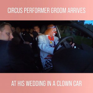 3.5K views · 31 reactions | This couple starts their circus-themed vow-renewal ceremony with laughter and joy as a clown car transports the groom to the church. #SayYesToTheDressTheBigDay Watch full episodes on discovery+: https://bit.ly/3HfHr6e | Love Weddings | Facebook