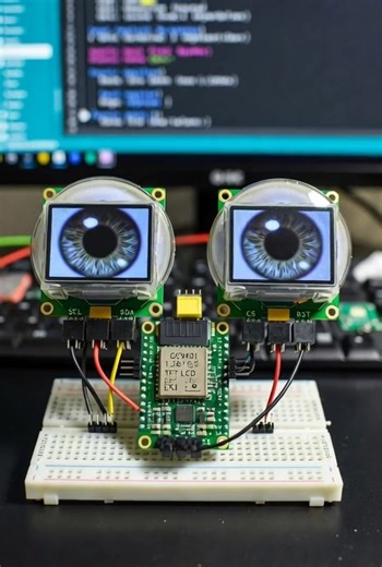 TS on Instagram: "🤖 Give Your Robot Living Eyes! Create ESP32-Based Realistic Eye Animation 👁️ Want to make your robotics or IoT project more captivating? Using an ESP32 module, you can create ultra-realistic human-like eyes that move and look incredibly lifelike! 🛠️ Required Materials: · ESP32 Development Board (Type-C port makes programming easier) · Round TFT LCD Display (Model: GC9A01, 1.28 inch) – 2 pcs · Connecting wires or custom PCB · Arduino IDE (for uploading code) 🔌 Connection Gui