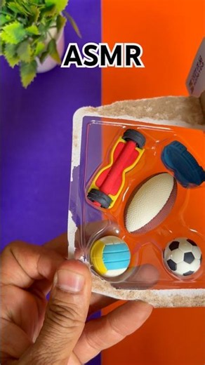 ASMR Sports Erasers Unboxing 🏈⚽🛹✨ Satisfying No Talking ASMR #shorts