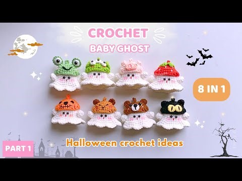 PART 1 - 👻 Crochet 8-IN-1 baby ghost keychain 👻 Halloween crochet ideas | Mova DIY #movadiy #crochet