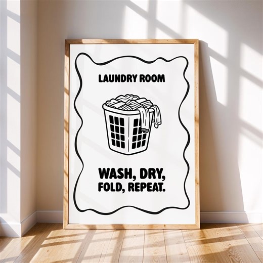 Funny Laundry Room Sign | Wash Dry Fold Repeat Printable Wall Art (digital Download) - Etsy