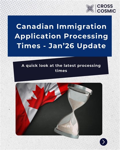 ⏳ Canada Immigration Processing Times — January 2026 Update Waiting on your visa decision? Knowing the latest IRCC processing timelines can help you plan smarter and avoid last-minute stress. Here’s a quick snapshot from the Jan’26 update: 🔹 Inside Canada Applications • Study Permit: ~7 weeks • Visitor Visa: ~17 days • Visitor Visa Extension: ~153 days • Work Permit: ~220 days 🌍 Visitor Visa (Selected Countries) Nigeria: 36 days | India: 99 days | Philippines: 17 days Mexico: 42 days | Pakista
