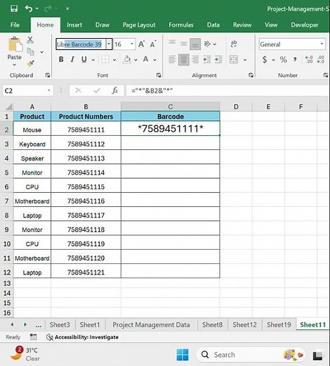 How to Create Barcode in Excel | Excel Barcode | Automatic Barcode | Barcode