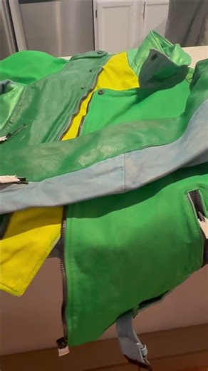 ZastaStudio hand-painted upcycled leather jacket