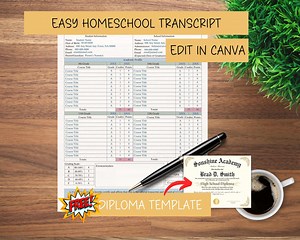 Editable High School Transcript Printable Canva Template Transcript Template Grade Portfolio Academic Planner Transcript Planner Printable - Etsy