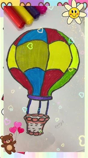 Air balloon coloring | Learn colors |easy drawing #drawing #art