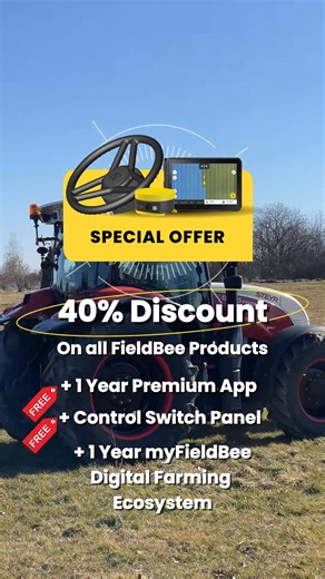 Turn your tractor into a precision machine. Save up to 40% on PowerSteer, our advanced autosteering system, and get 1 year of Premium FieldBee, 1 year of myFieldBee, plus a Control Switch Panel. Work faster. Waste less. Harvest smarter. | FieldBee