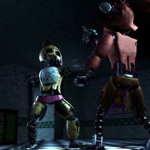 Withered Foxy vs TJOC Ignited Toy Chica (FNAF Animation)